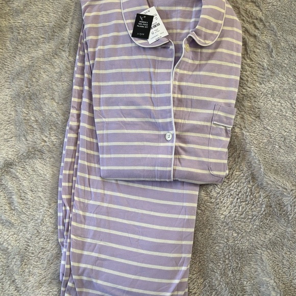 NWT Cozy J Crew Factory Purple Striped Pajamas - Picture 2 of 3